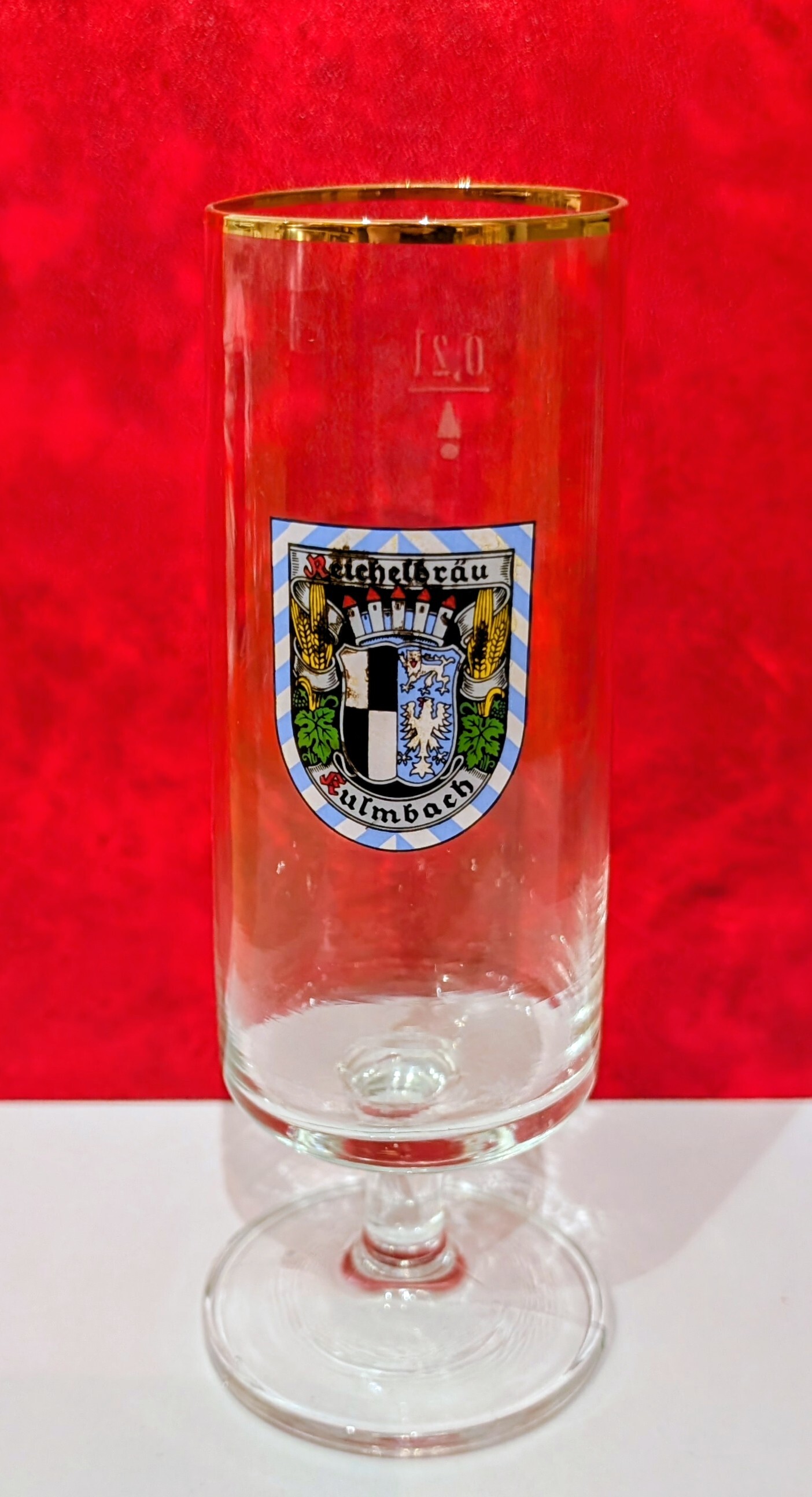 0,2 l runder Stiel - länglich - Goldrand 